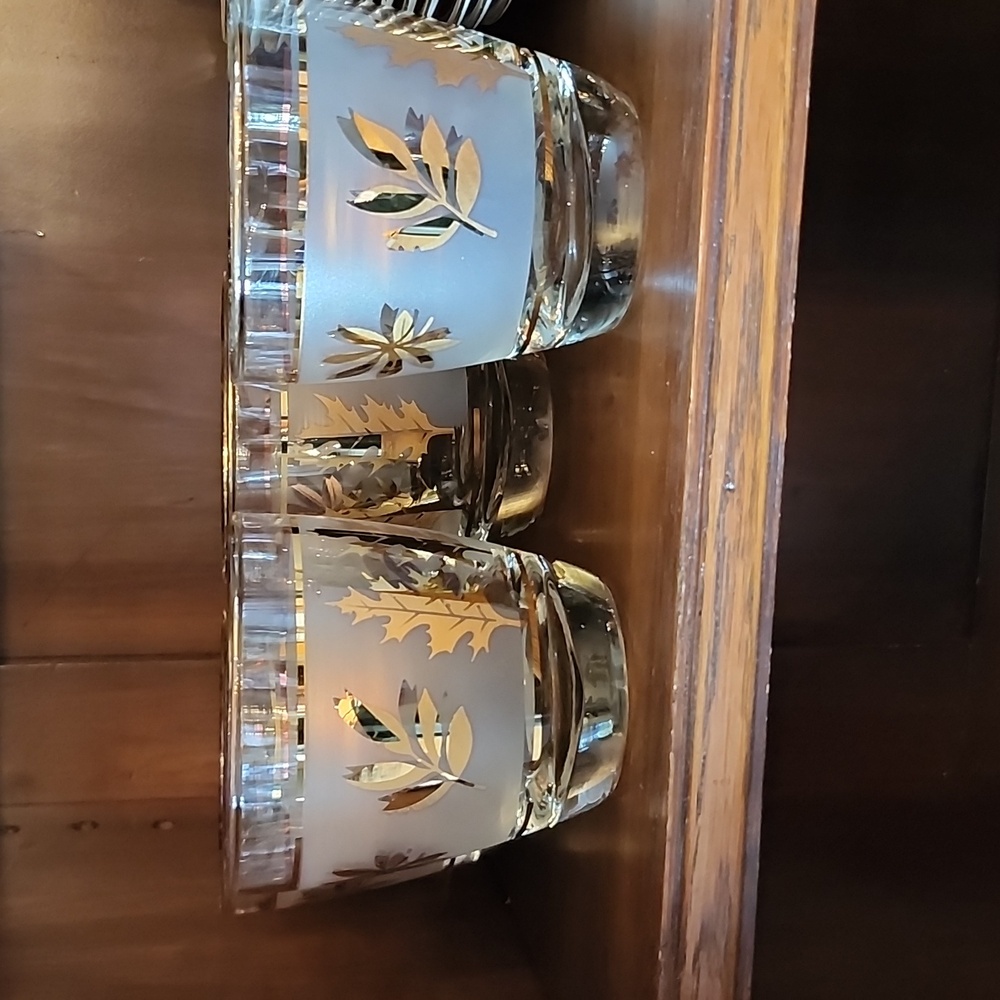 Set of Four 6oz Mid Century Modern VINTAGE Libbey Elegant 14k Gold Glasses